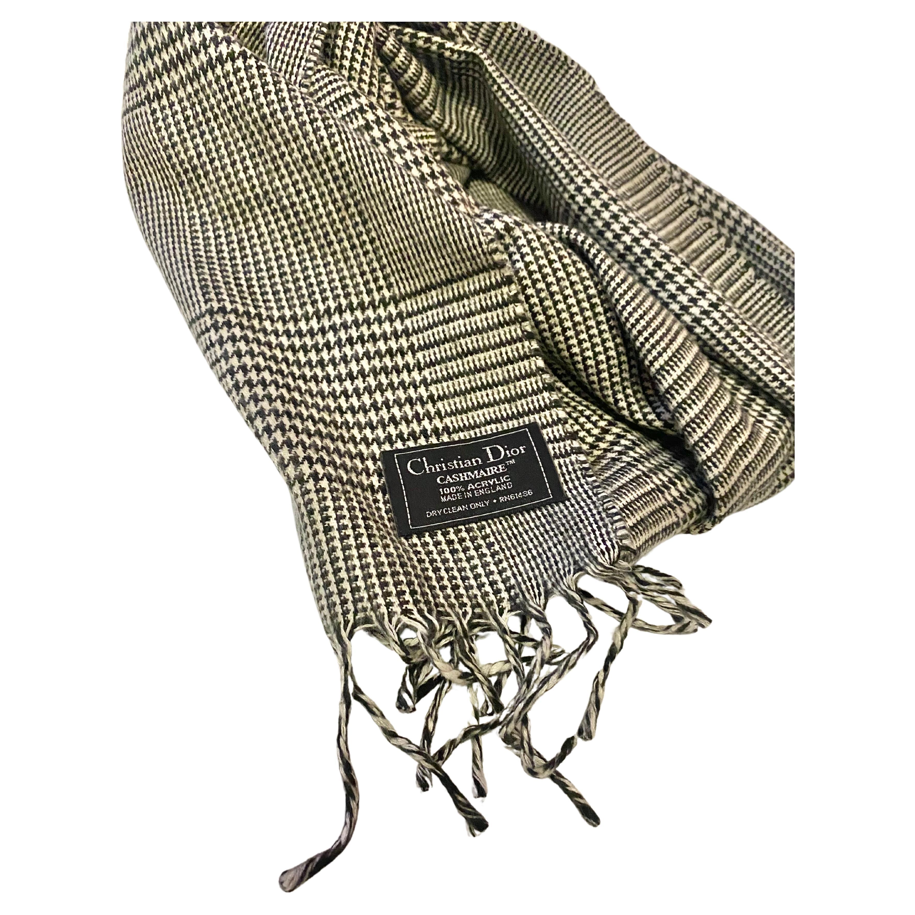 Women's or Men's 1980S Christian Dior Houndstooth Scarf  For Sale
