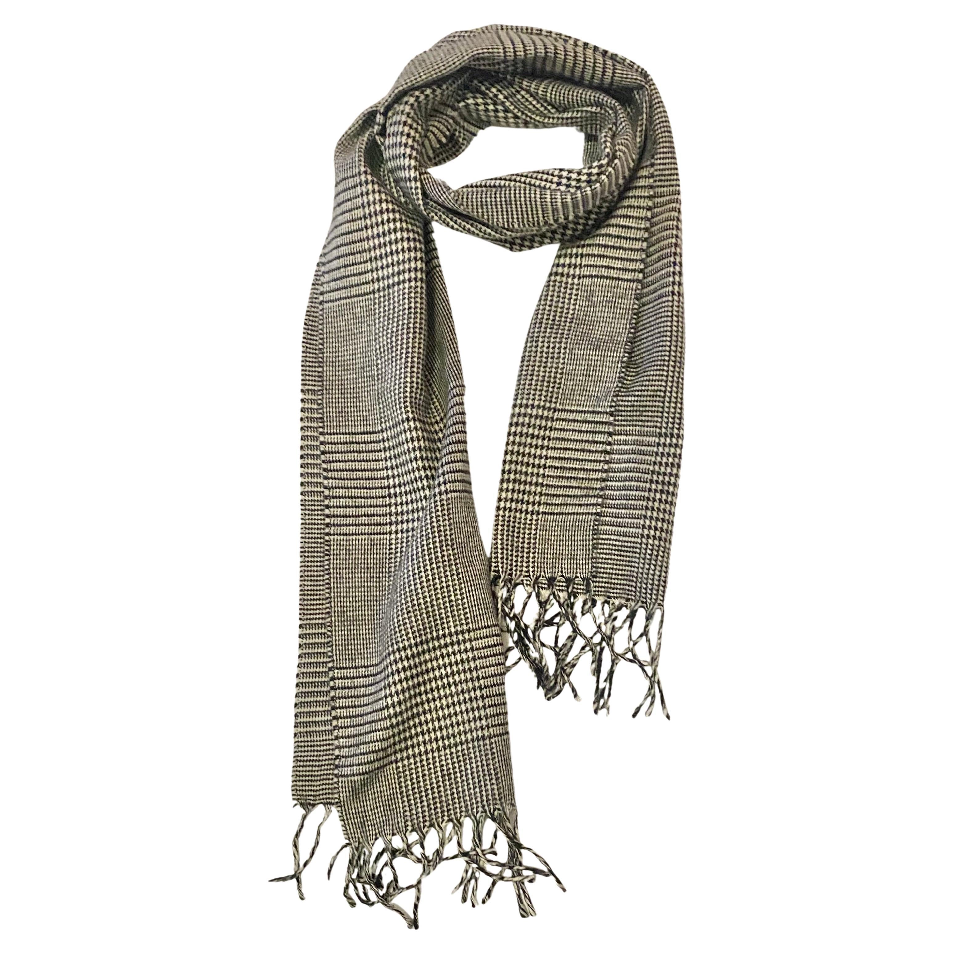 1980S Christian Dior Houndstooth Wool Scarf For Sale