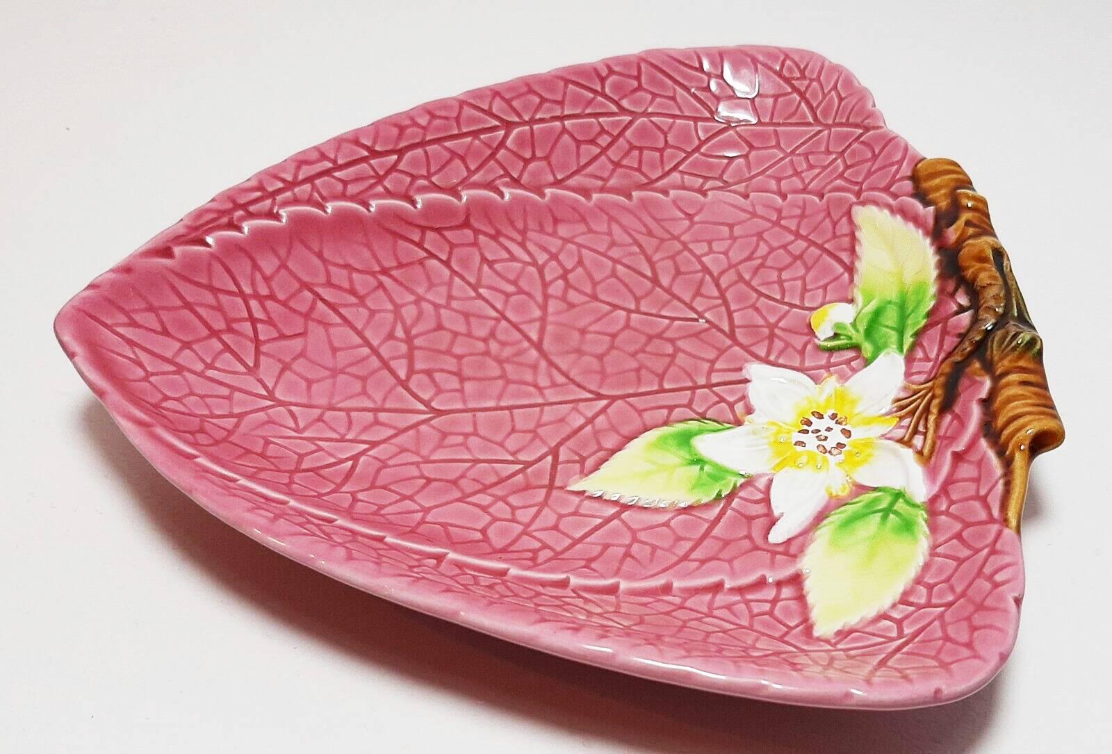 1980er Christian Dior Keramik Rosa Blätter und Blumen Schale  (Pink) im Angebot