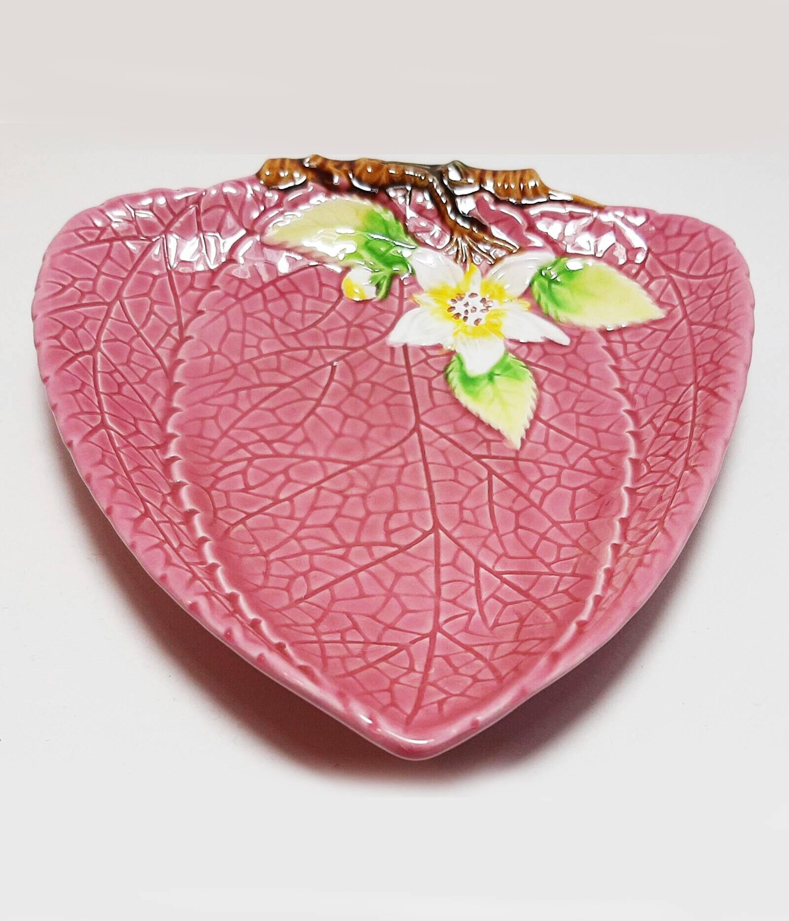 1980s Christian Dior Ceramic Pink Leaves and Flowers Bowl  For Sale 1