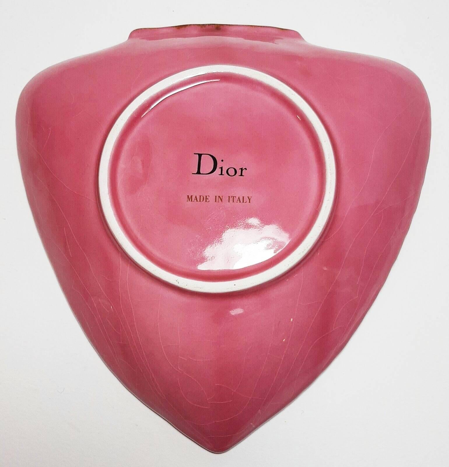 1980s Christian Dior Ceramic Pink Leaves and Flowers Bowl  For Sale 2