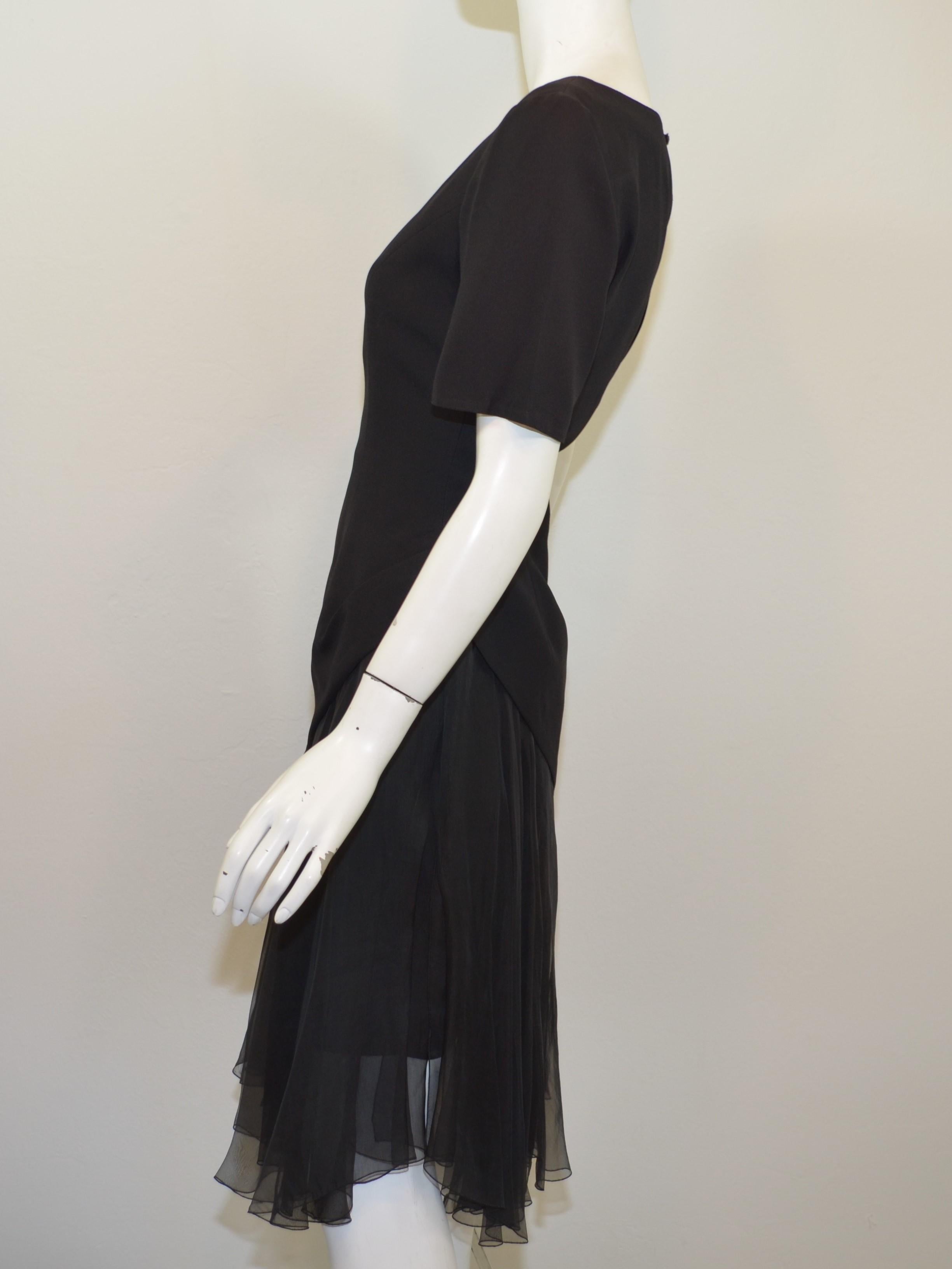 Noir Tailleur jupe en mousseline de soie Christian Dior, collection numérotée 41C, années 1980 en vente