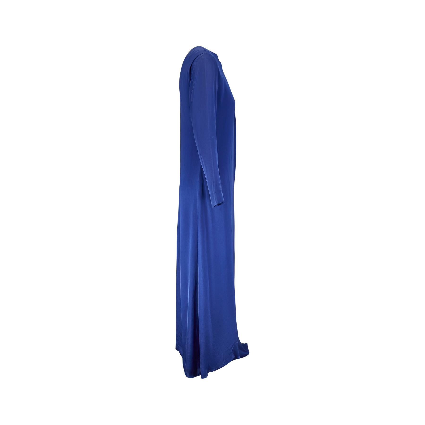 1980er Christian Dior Couture Blaues Seidenkleid im Zustand „Gut“ im Angebot in London, GB