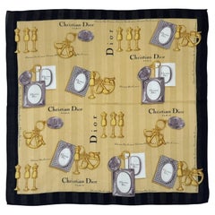 1980s Christian Dior Couture Charms Cotton Vintage Scarf