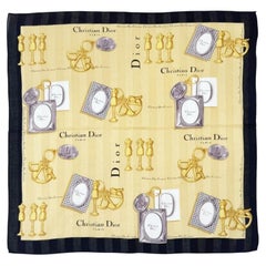 1980s Christian Dior Couture Charms Cotton Vintage Scarf
