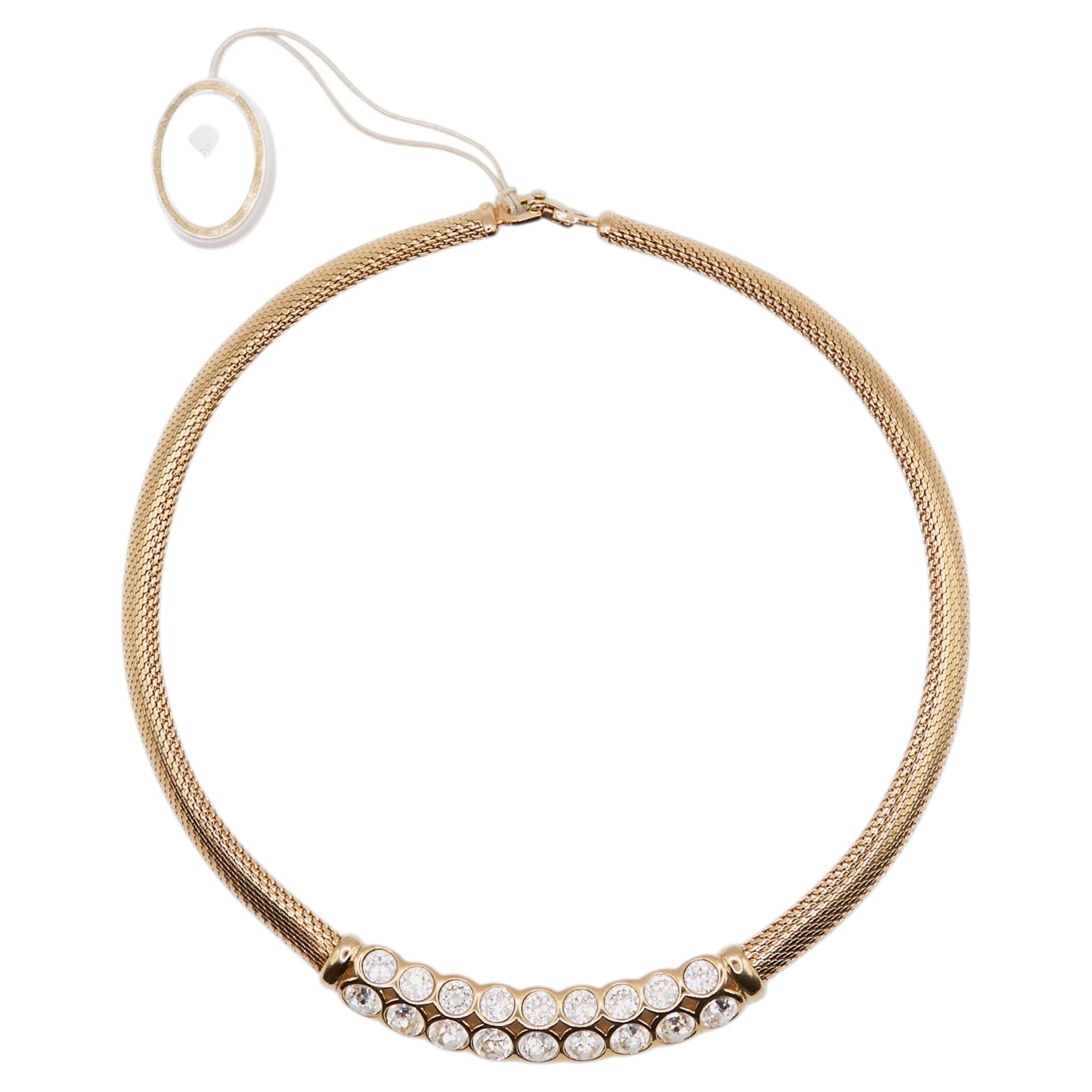 Collar de cadena con cristales de Christian Dior de los años 80, unisex, 41 cm de longitud