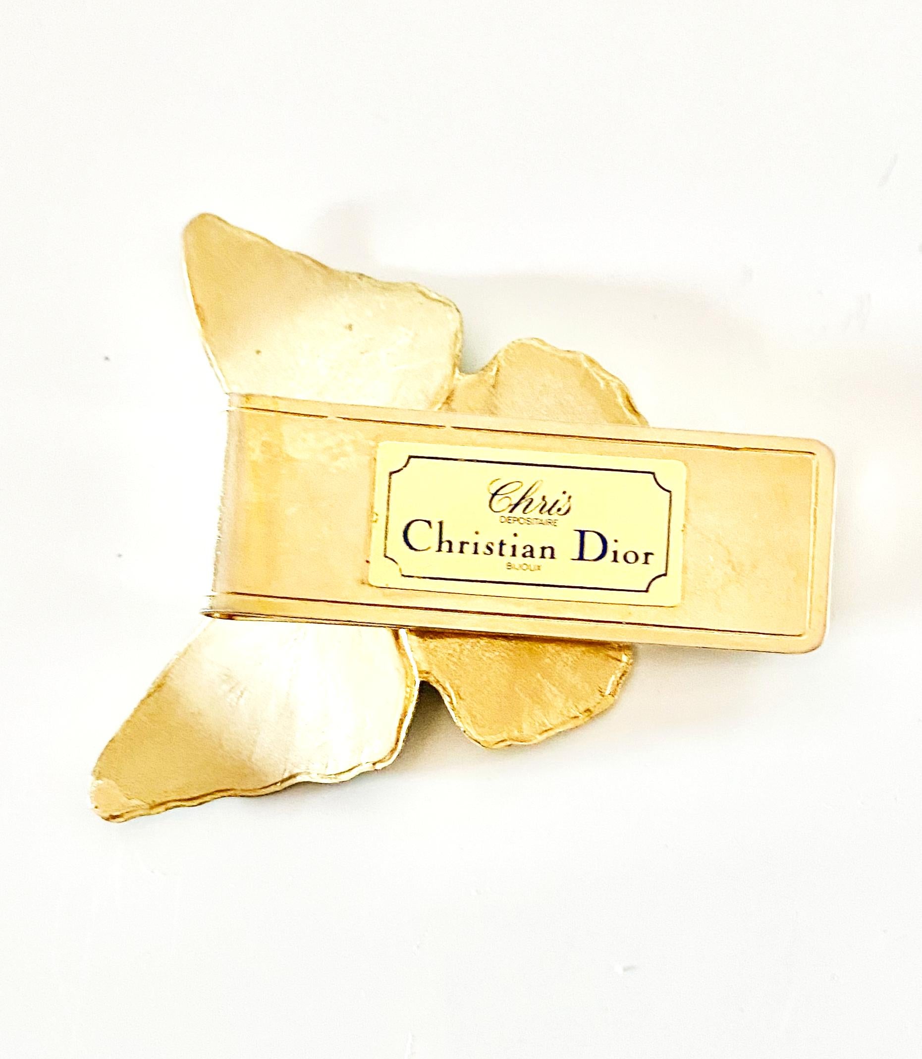 1980s  Christian Dior emaillierte Schmetterlingspapier-Clip-Brosche im Angebot 2