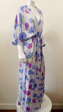 1980s Christian Dior Floral Print Maxi Dress