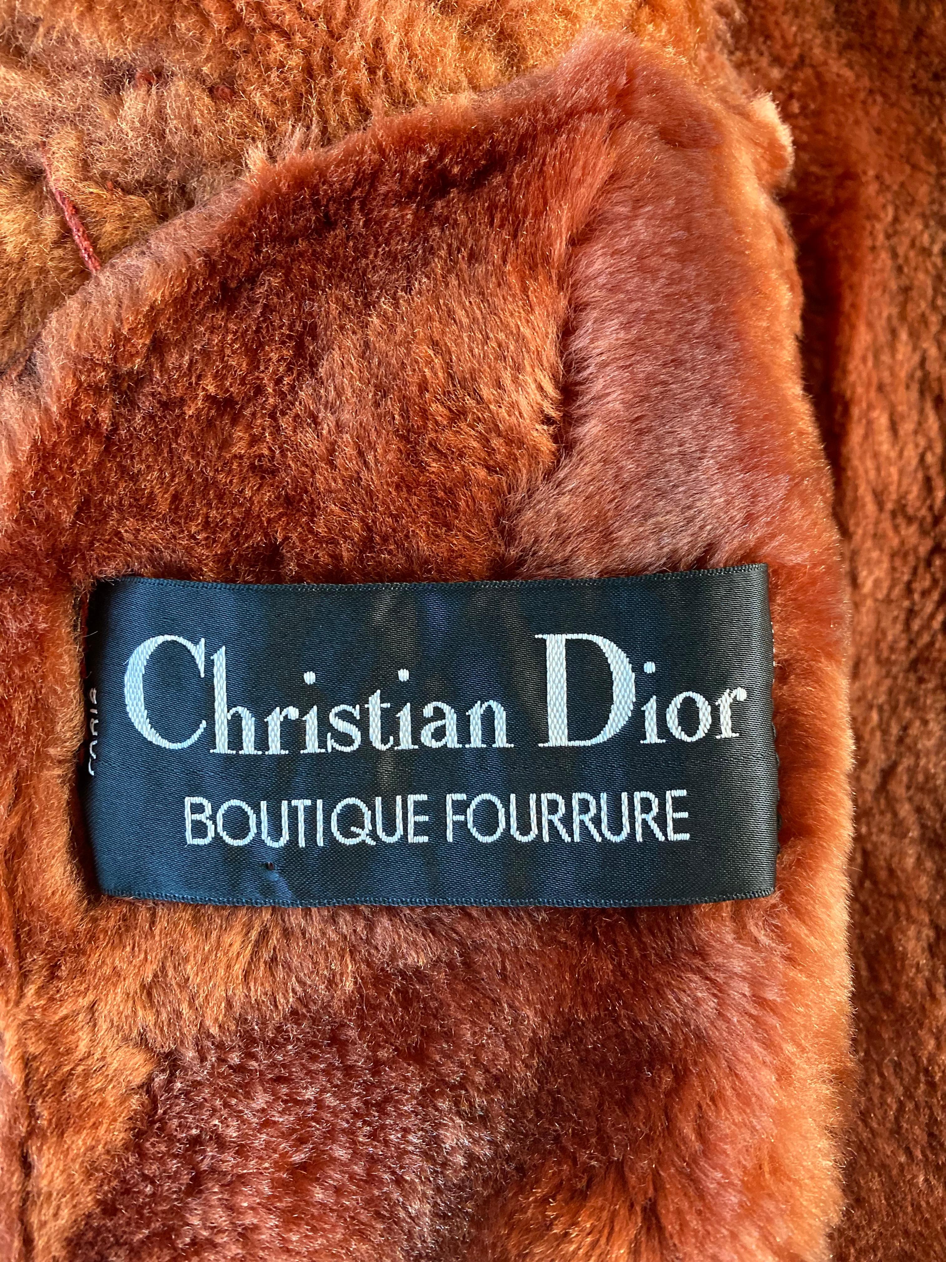 1980s Christian Dior Fourrers Red Suede Leather Fur Shearling Coat For Sale 2