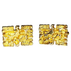 1980s Christian Dior Gold Gold Tone Brutalist Nugget Cufflinks