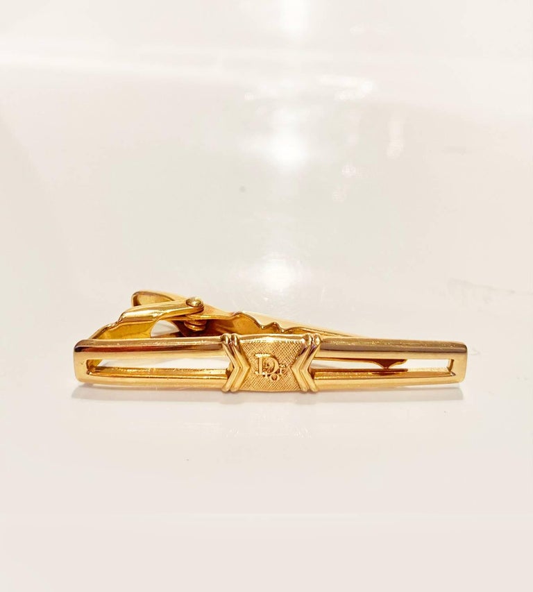 1980s Christian Dior Gold Plated Tie Paper Clip In Excellent Condition For Sale In London, GB