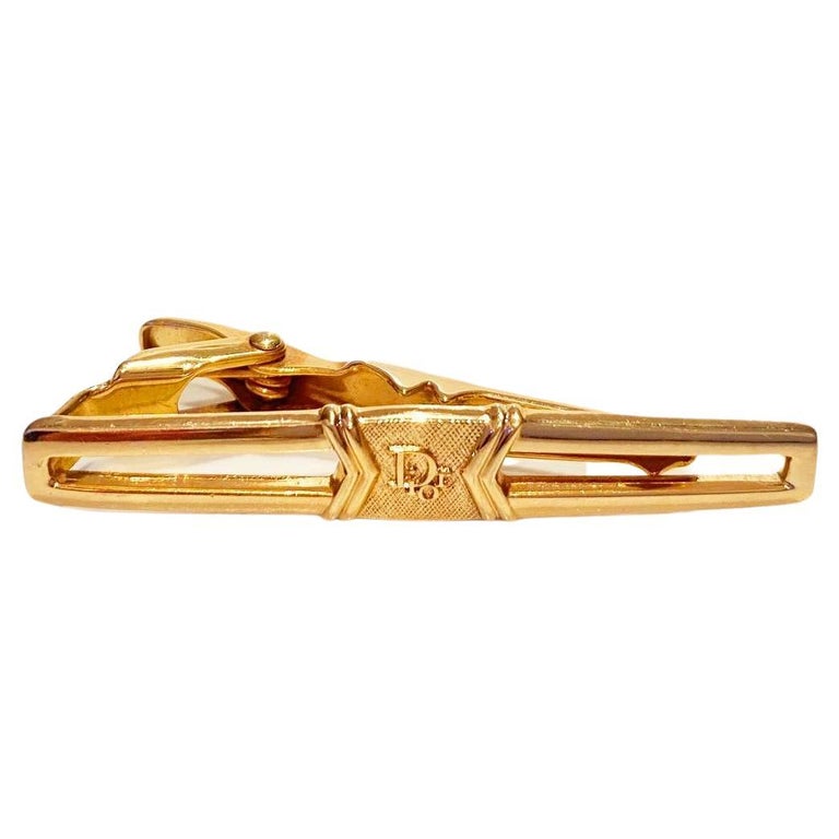 1980s Christian Dior Gold Plated Tie Paper Clip For Sale