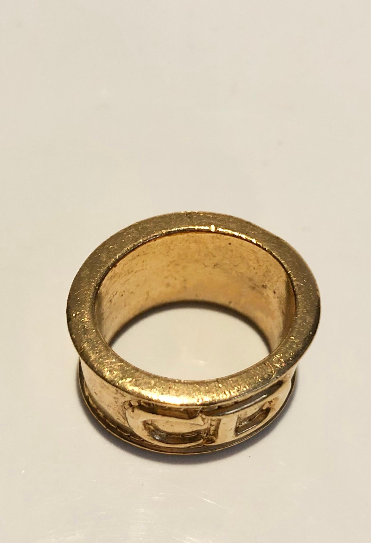 1980s  Christian Dior Gold Tone Metal Scarf Ring In Good Condition In London, GB