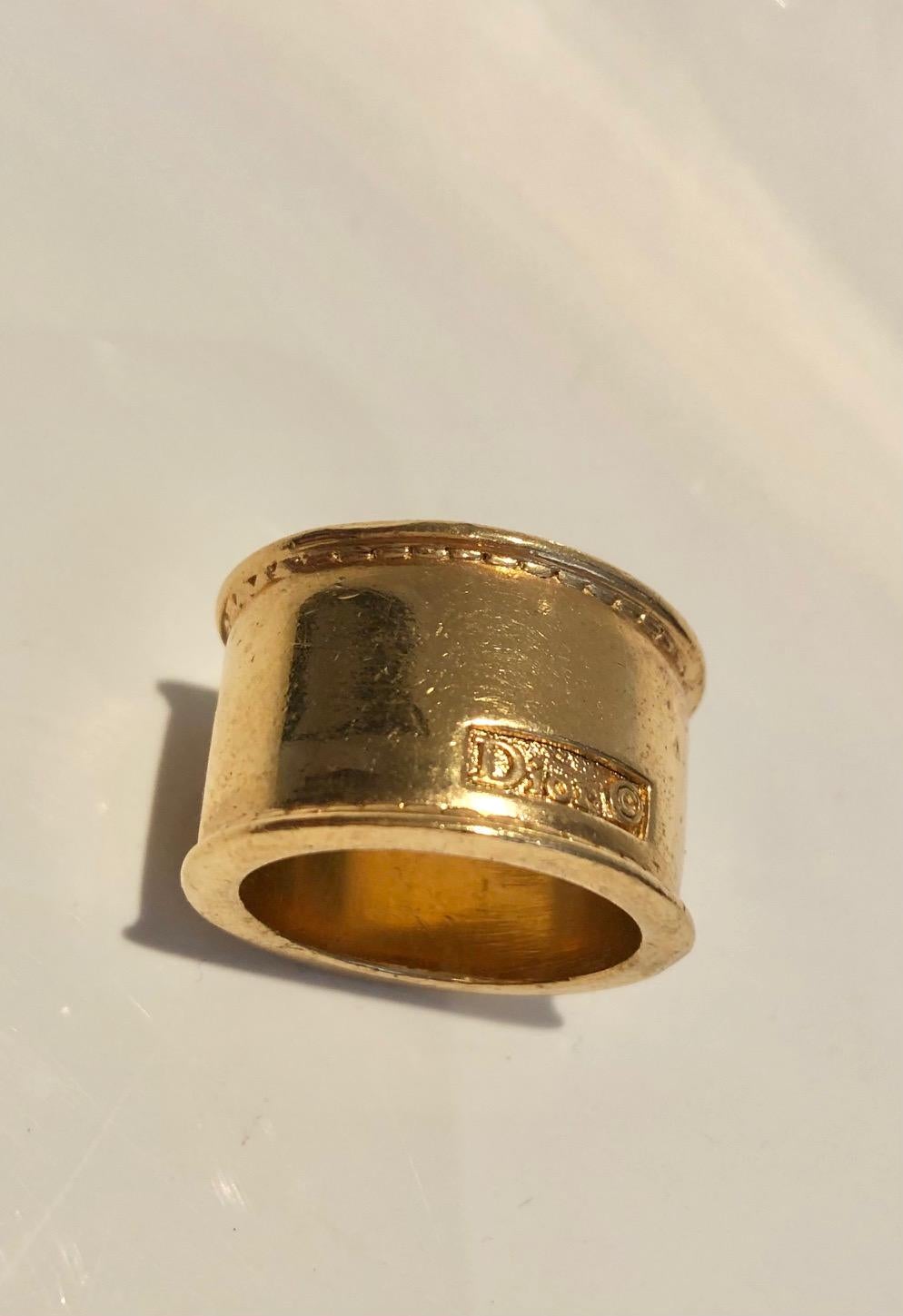 1980s  Christian Dior Gold Tone Metal Scarf Ring 1