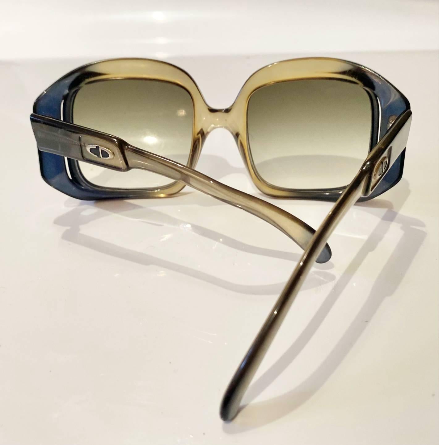 1980s Christian Dior Gradient Gray Green Optyl sunglasses 1