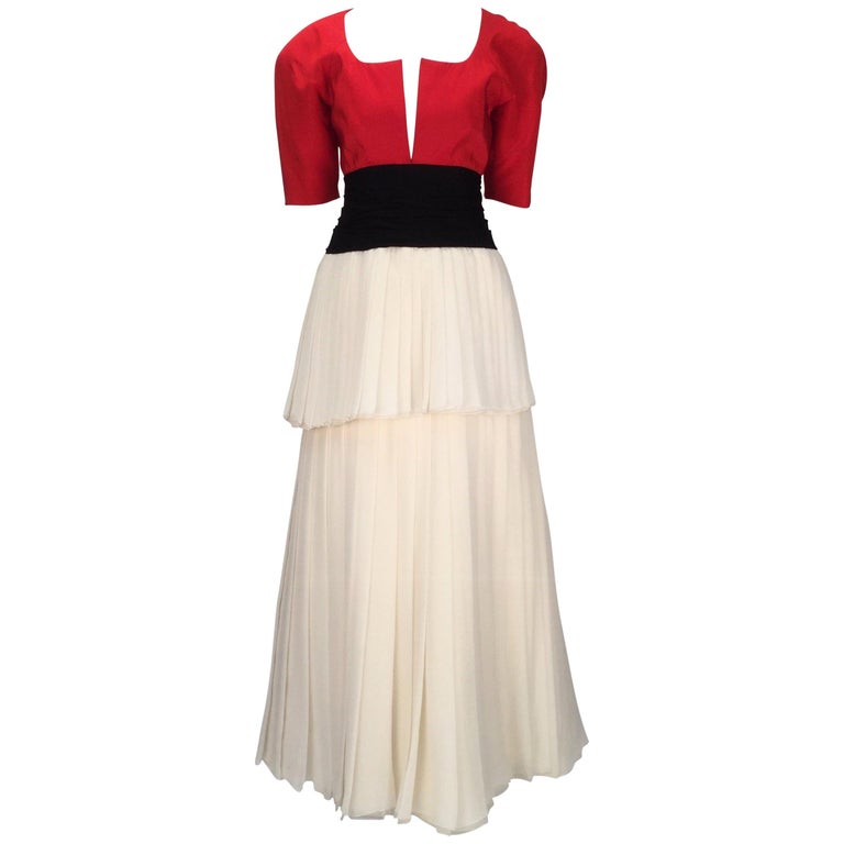 1980s Christian Dior Haute Couture Silk Evening Dress For Sale