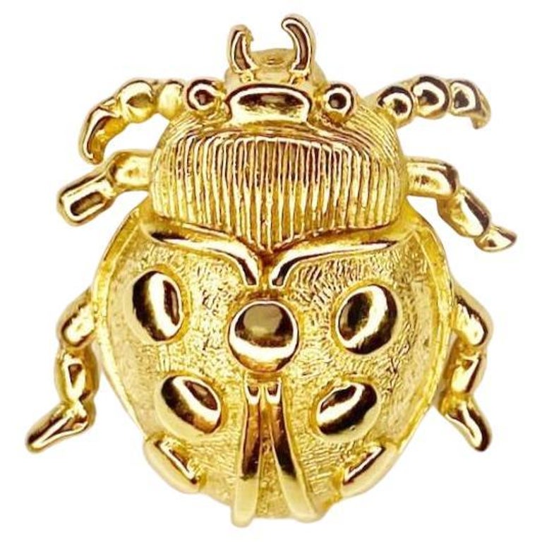 1980s Christian Dior Ladybird Gold Plated Vintage Pin Brooch For Sale
