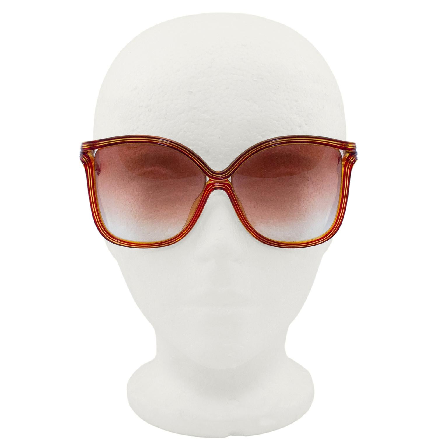 Brown 1980s Christian Dior Large Red and Gold Sunglasses  For Sale