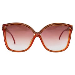 1980er Christian Dior Große rote und goldene Sonnenbrille 