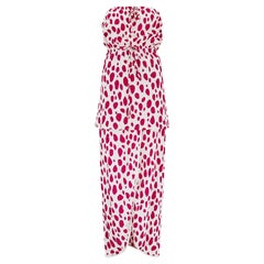 1980 Christian Dior Ensemble de plage 3 pièces à pois magenta et White
