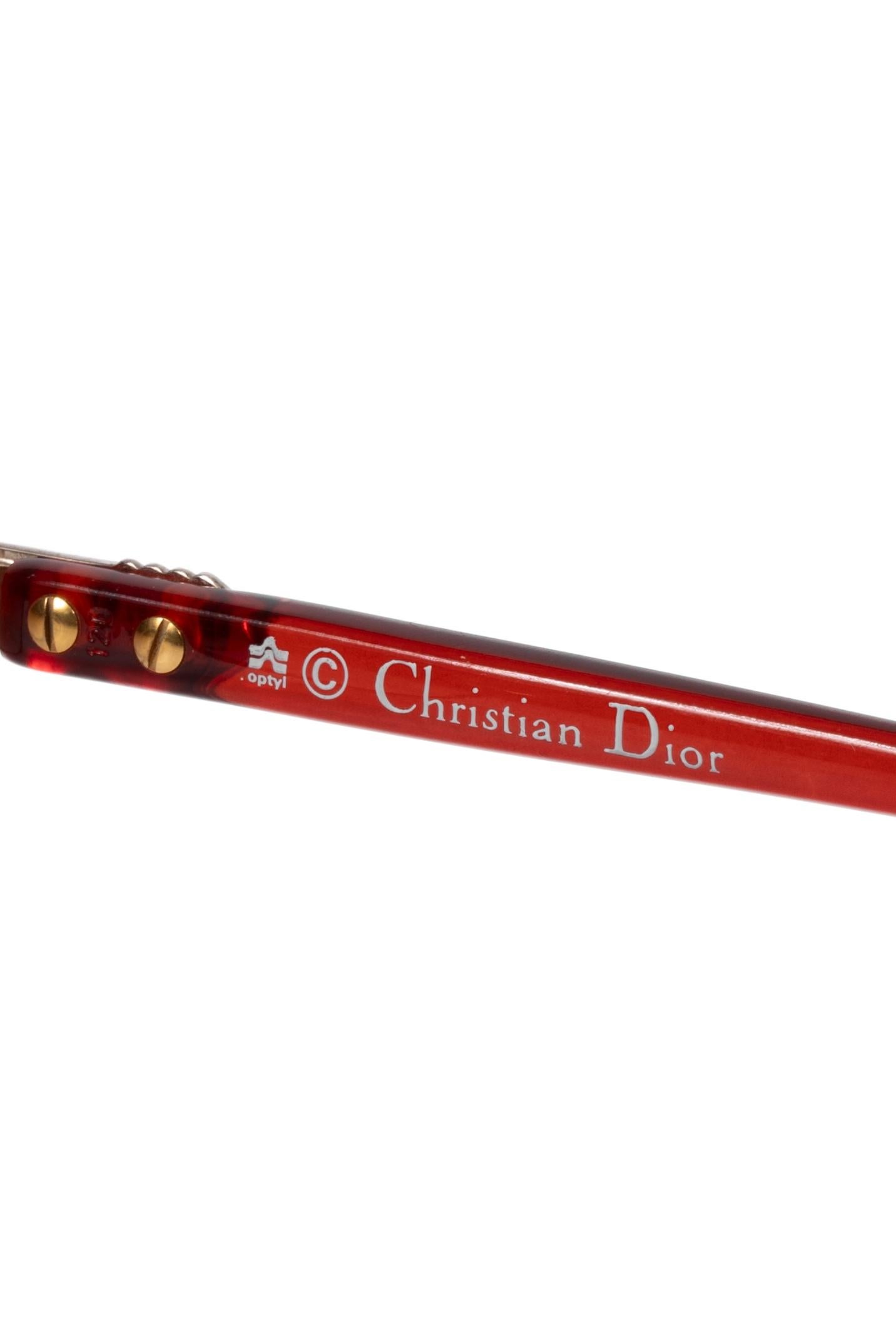 Occhiali da sole oversize Christian Dior anni '80 Modello 2250 44 Argento e Rosso in vendita 8