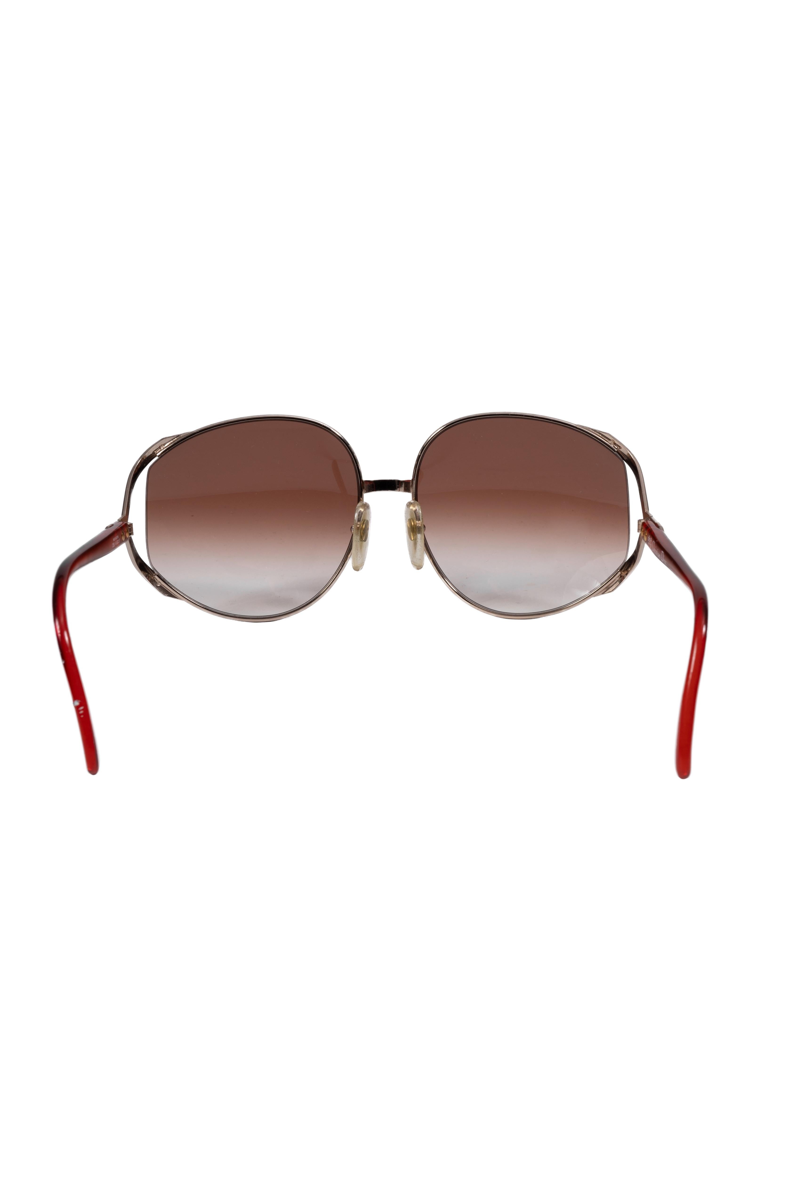 Occhiali da sole oversize Christian Dior anni '80 Modello 2250 44 Argento e Rosso in vendita 1