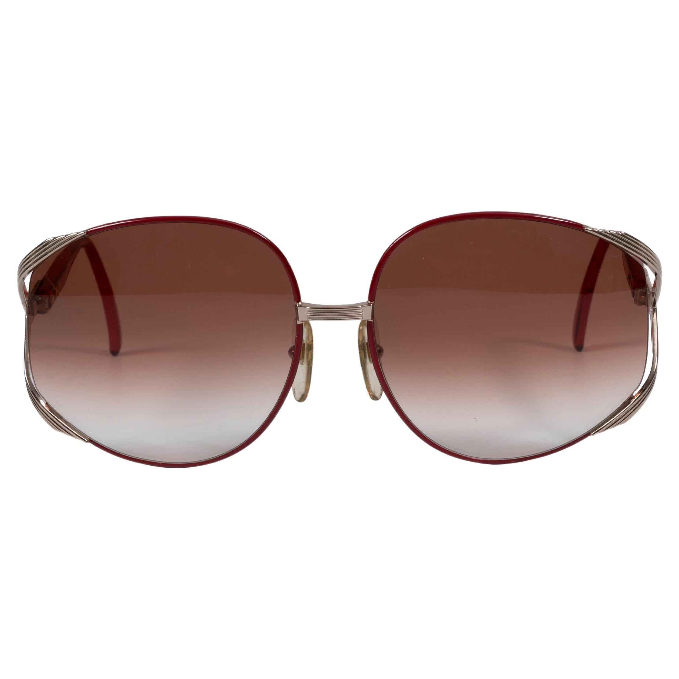 Occhiali da sole oversize Christian Dior anni '80 Modello 2250 44 Argento e Rosso in vendita