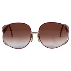 1980s Christian Dior Model 2250 44 Silver & Red Oversized Sunglasses