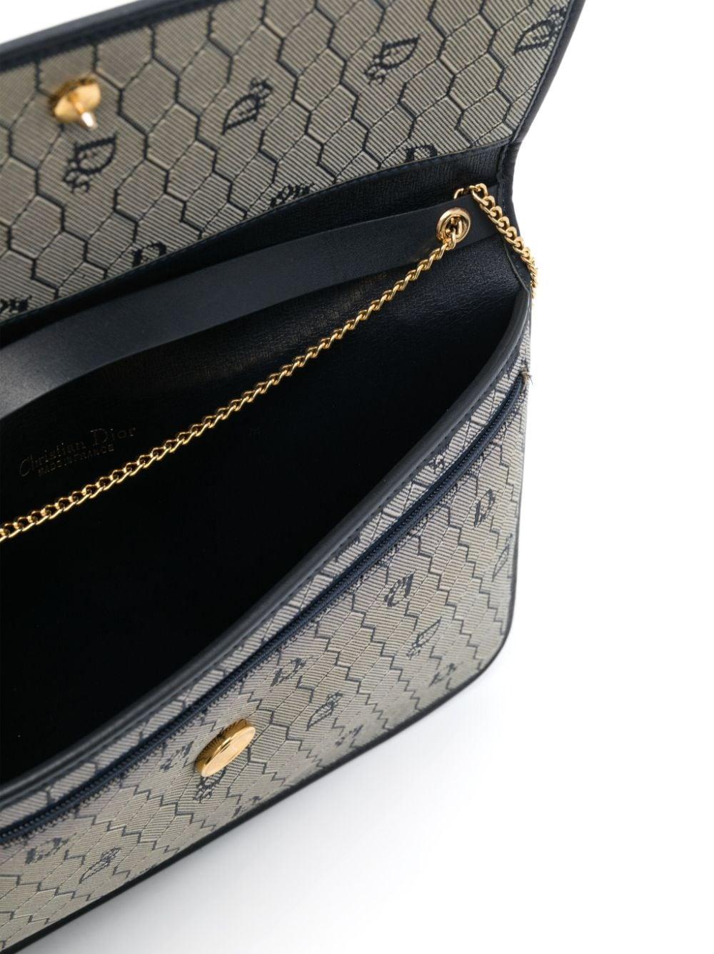 1980s Christian Dior Navy Honeycomb Navy Shoulder Bag In Good Condition For Sale In Paris, FR