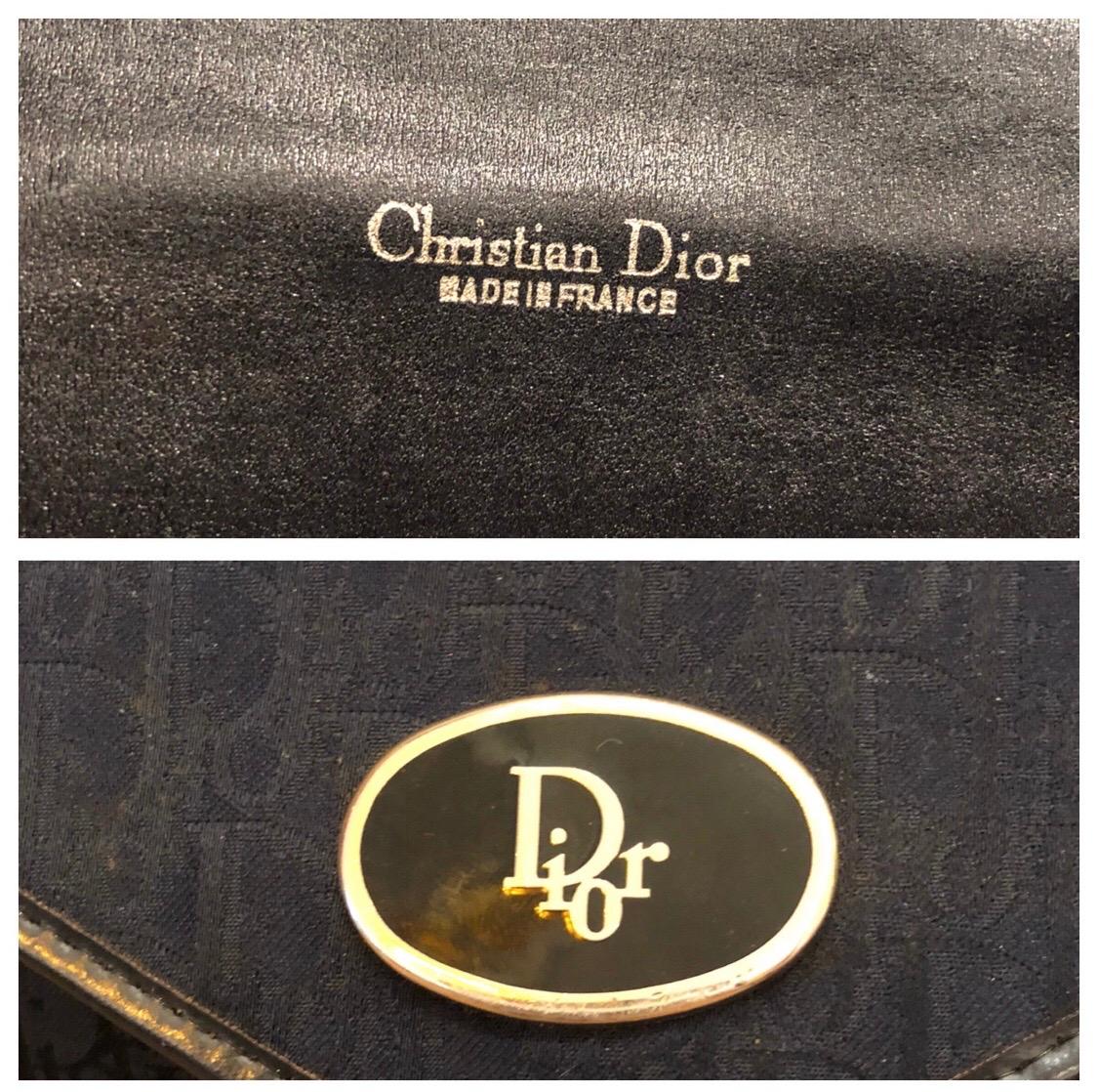 Women's Vintage Christian Dior Navy Trotter Jacquard Chain Bag