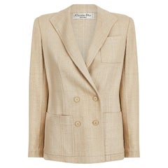 1980s Christian Dior Oatmeal Linen Double Breasted Jacket