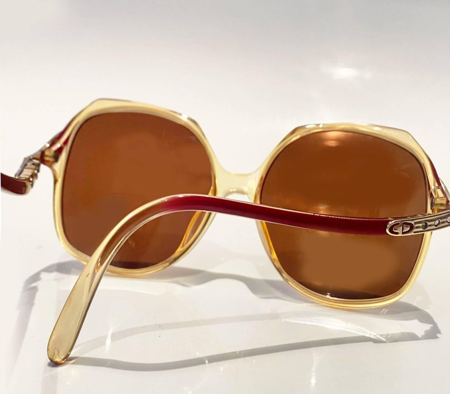 1980s Christian Dior Oversized Crystal Sunglasses In Good Condition In London, GB