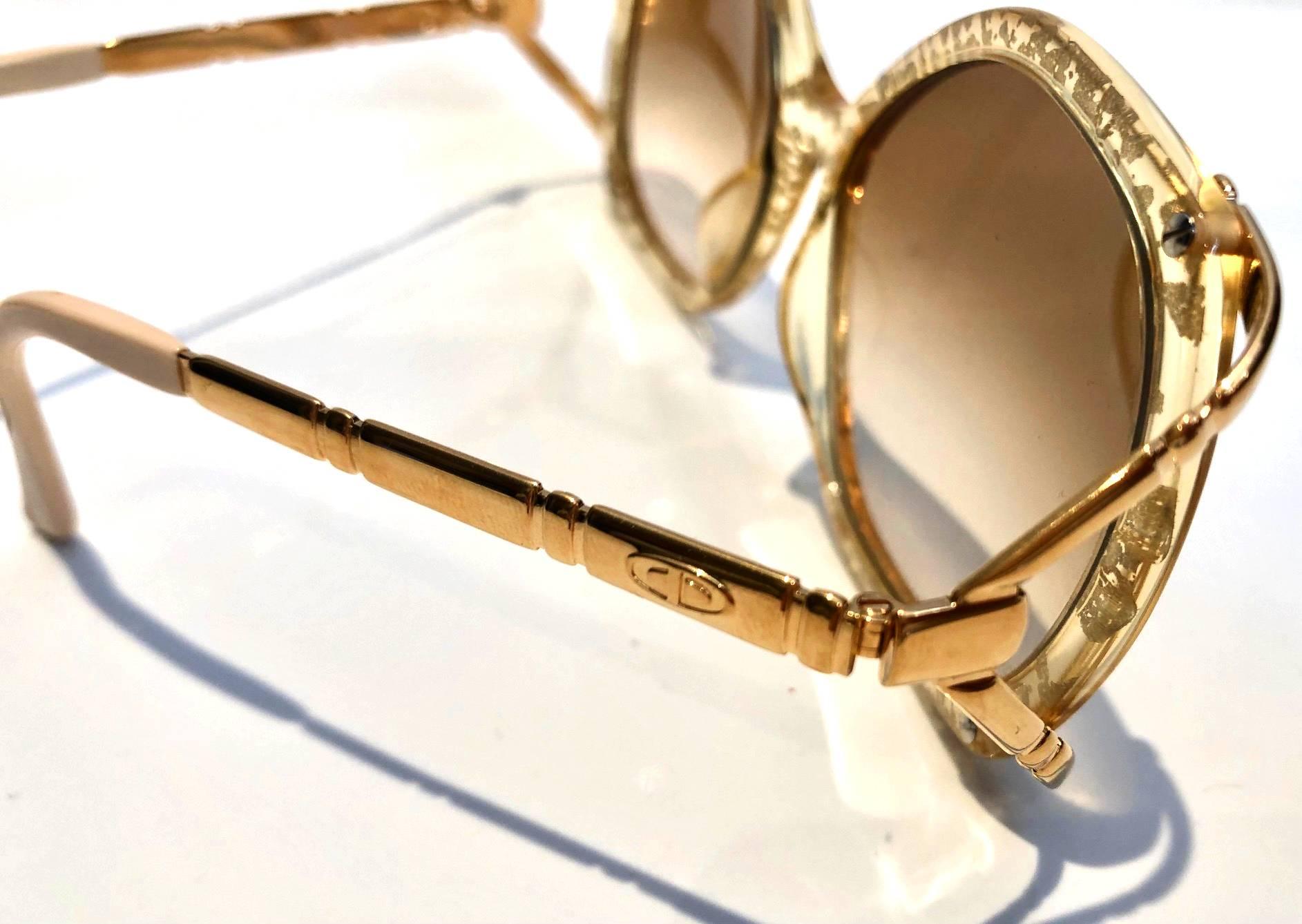 1980er Christian Dior Übergroße Sonnenbrille mit Goldrahmen für Damen oder Herren