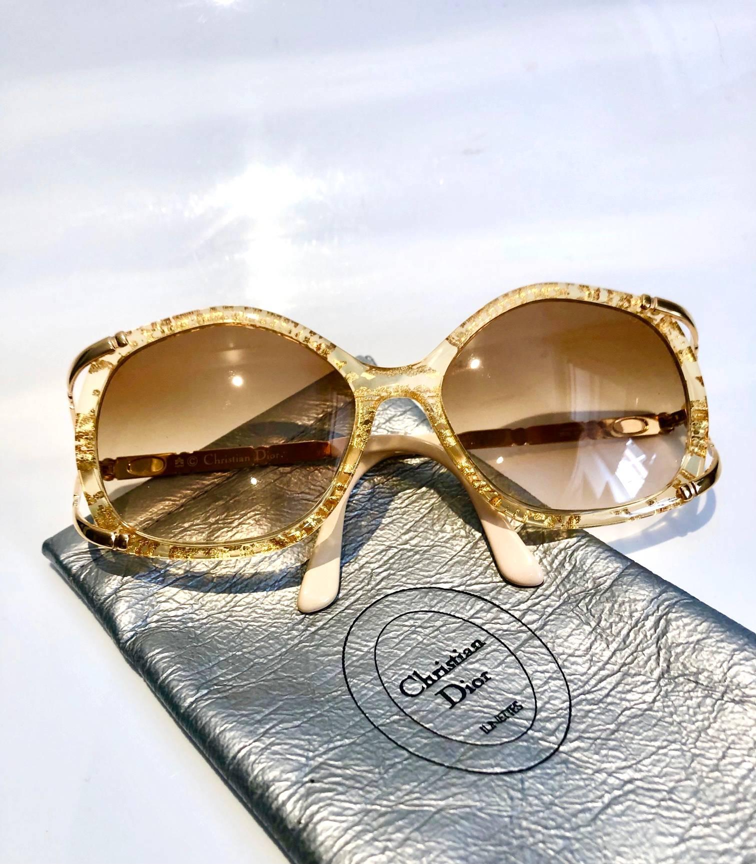 1980s Christian Dior Oversized Gold Frame Sunglasses  In Excellent Condition In London, GB