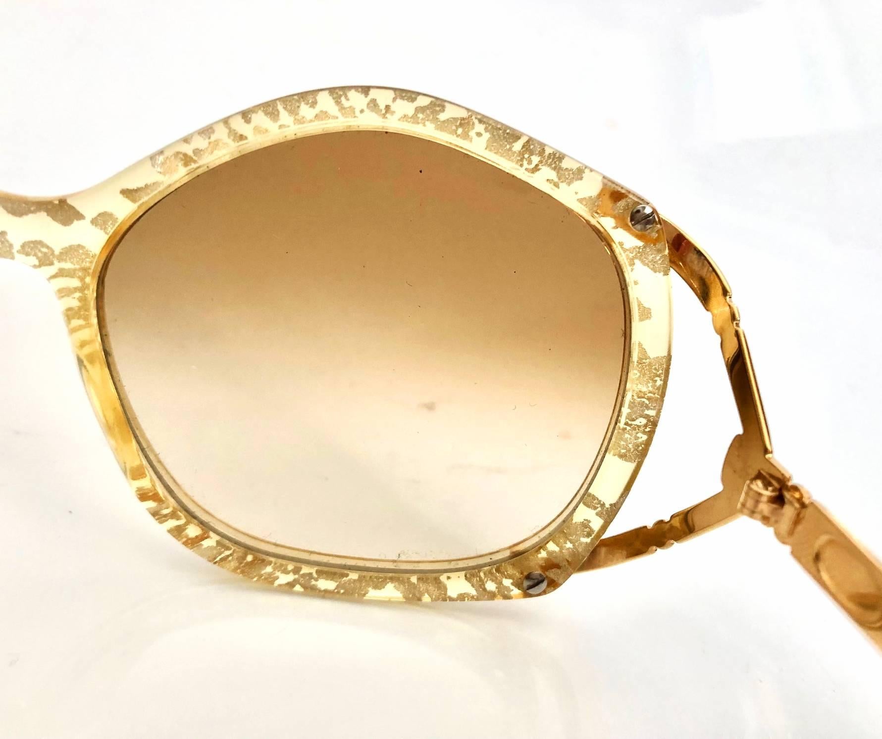 Women's or Men's 1980s Christian Dior Oversized Gold Frame Sunglasses 