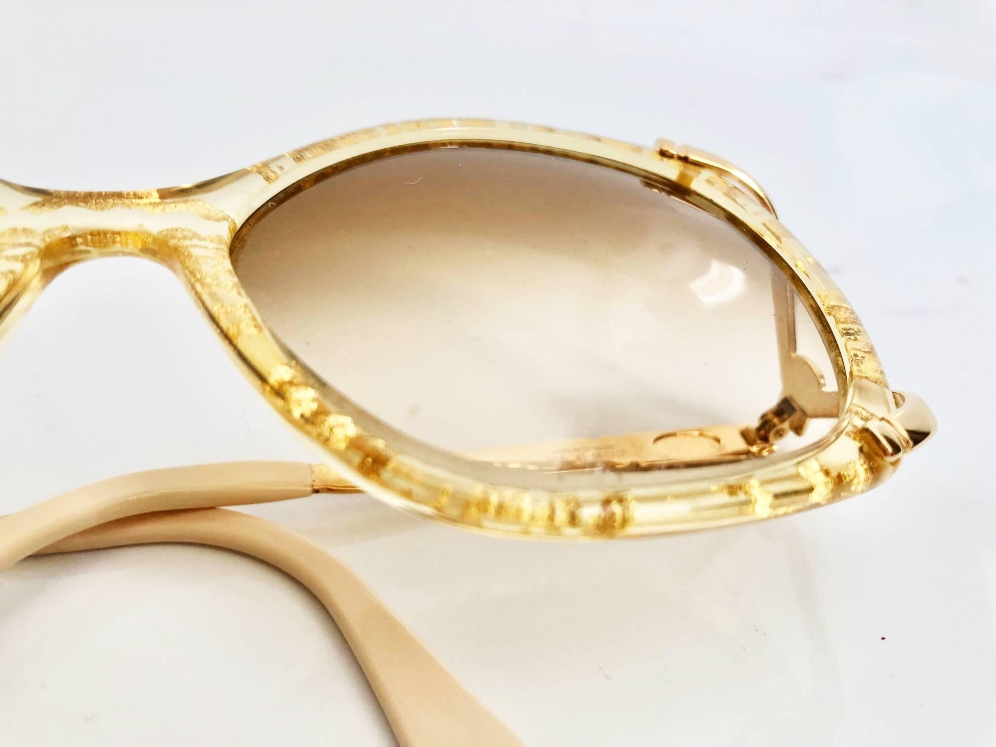 1980s Christian Dior Oversized Gold Frame Sunglasses  2