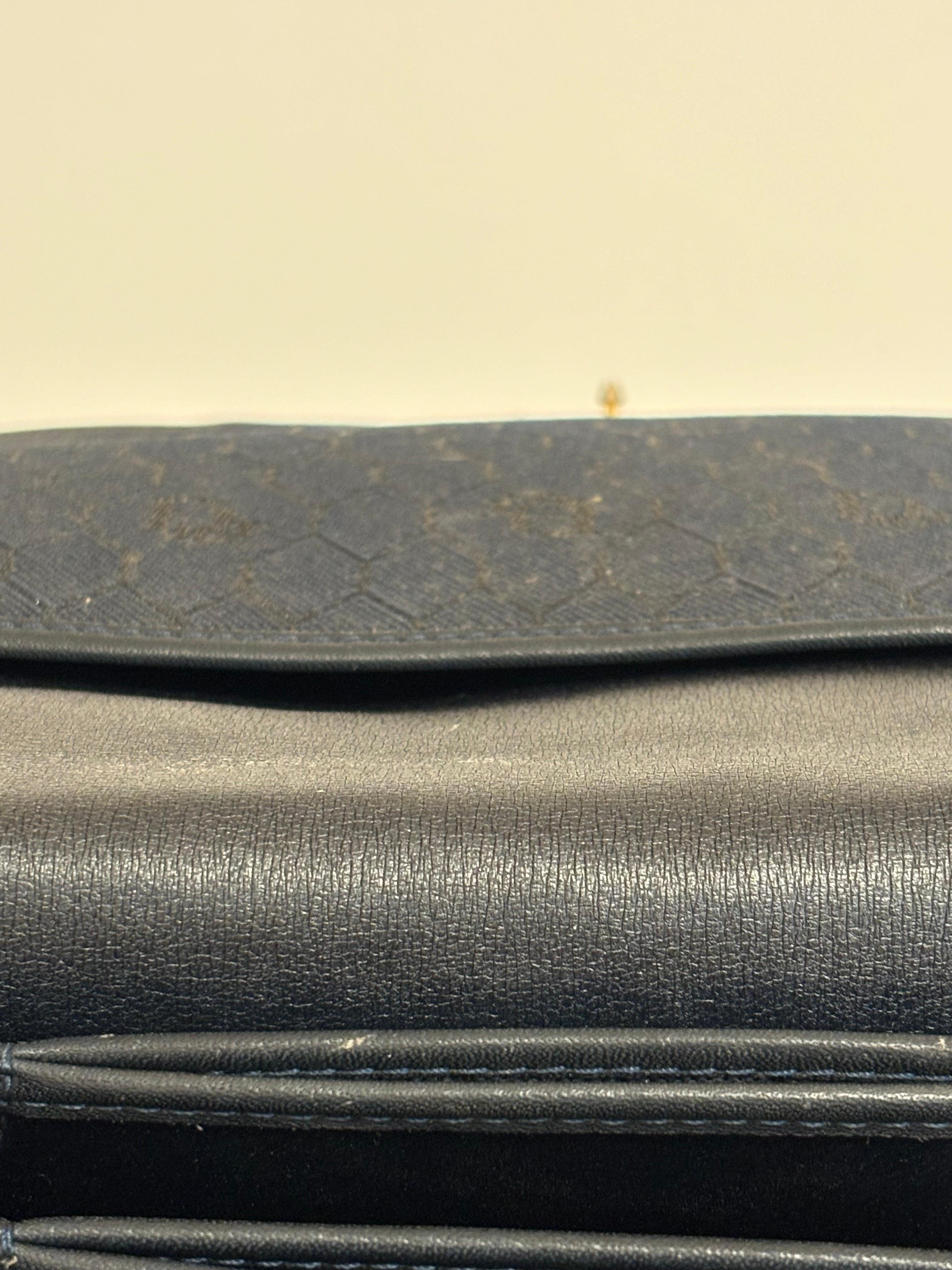 1980s Christian Dior Rare Honeycomb B  Canvas and Leather Saddle Crossbody Bag 1
