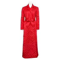 Vintage 1980s Christian Dior Red Quilted Lounge Robe