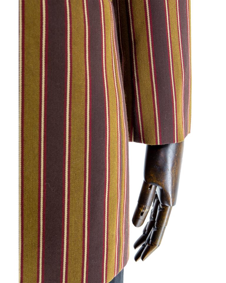 1980s Christian Dior Striped Blazer with Leopard Collar For Sale 2