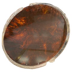 1980s Christian Dior Style Fake Tortoise Lucite Italian Round Tray