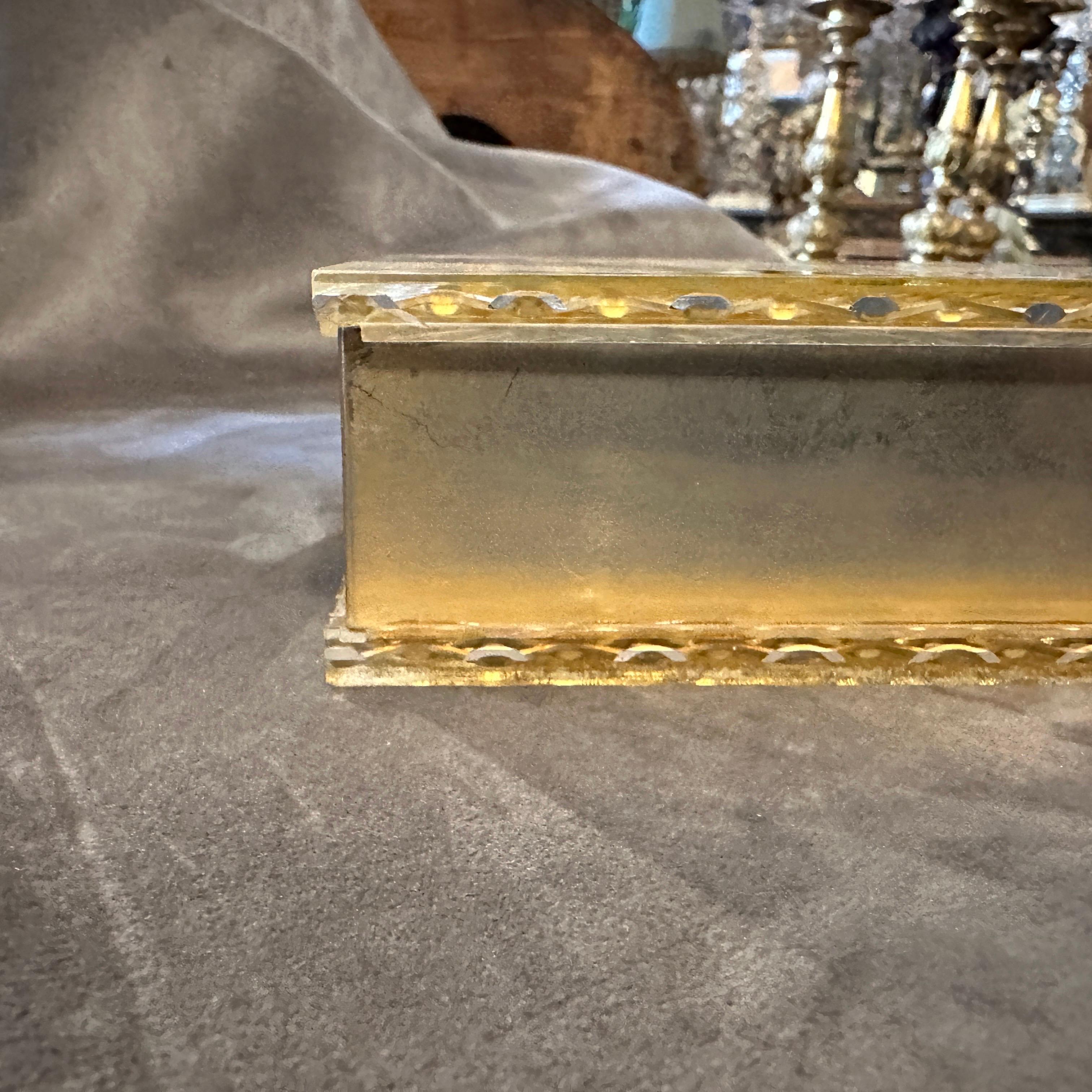 1980s Christian Dior Style Modernist Brass and Plexiglass Italian Jewelry Box For Sale 7