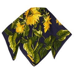 1980er Christian Dior Seidenschal mit Sonnenblumendruck