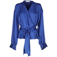 1980s, Christian Dior Vintage Blue Pleated Shirt at 1stDibs
