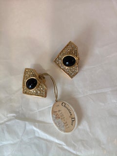 1980s Christian Dior vintage clip-earrings with original tags