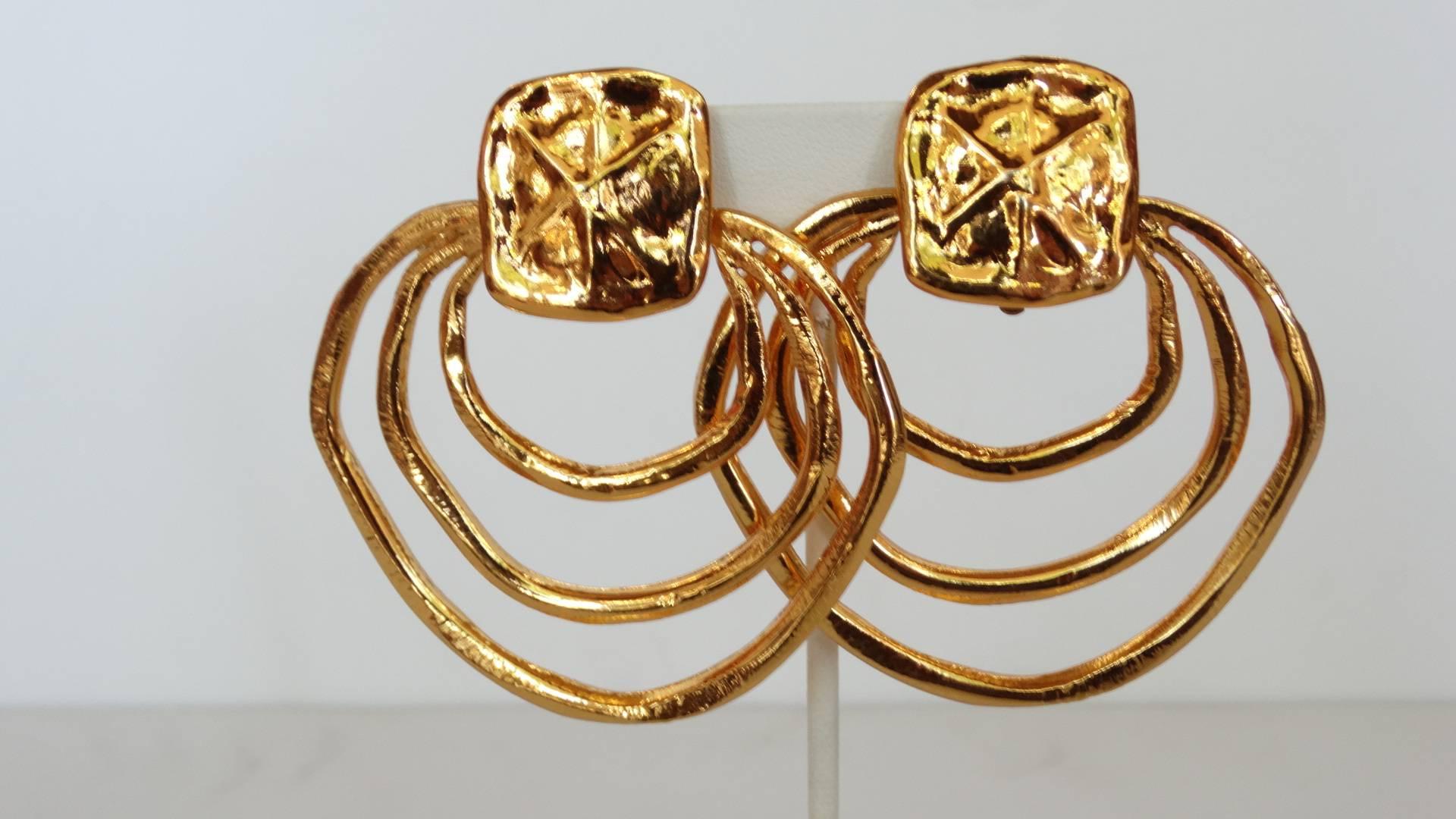 Women's Christian Lacroix Gold Hoop Earring, 1980s