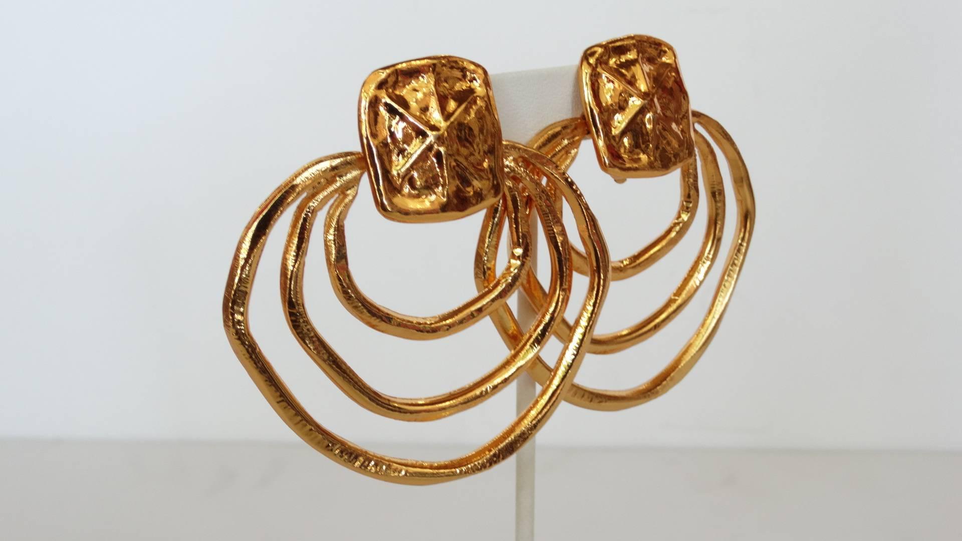 Christian Lacroix Gold Hoop Earring, 1980s 2