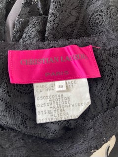 1980s Christian Lacroix Black Sheer Crochet Lace Vintage 80s One Piece Bodysuit
