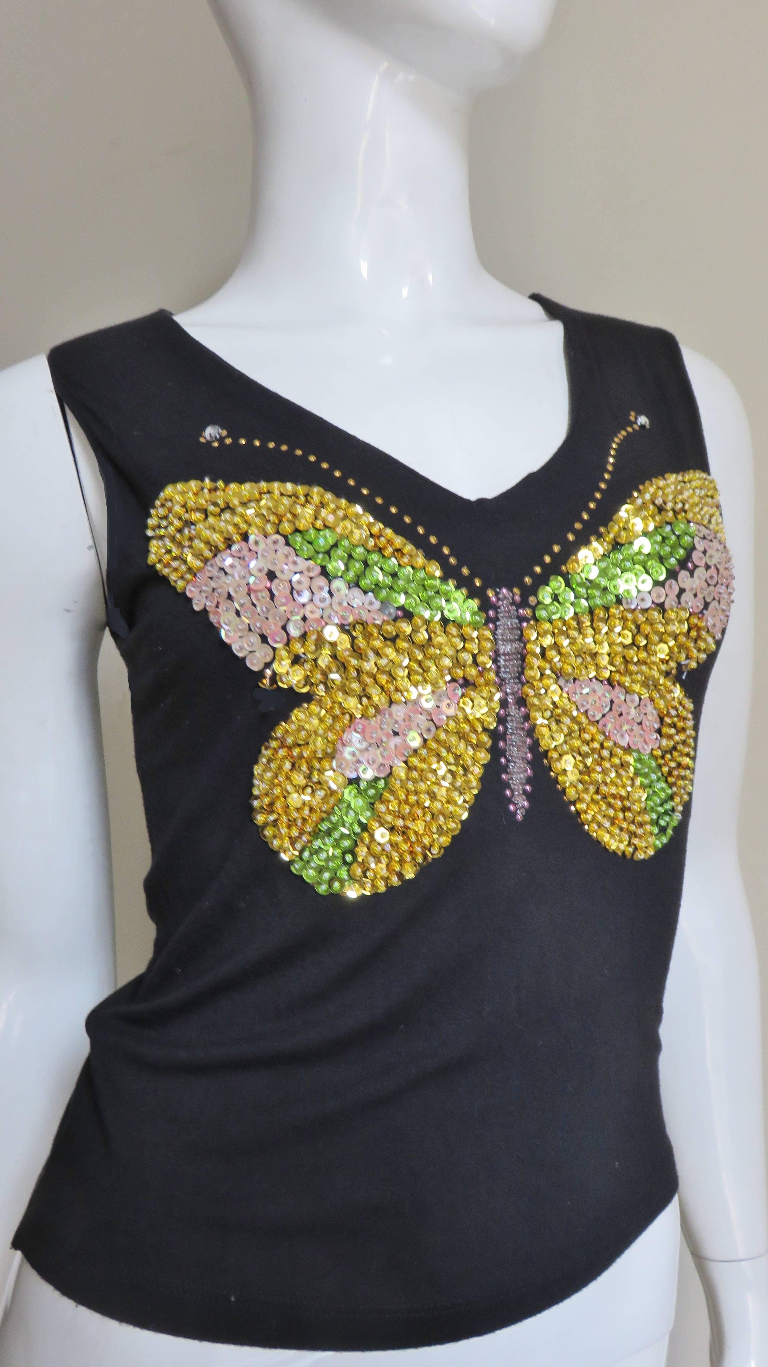 1980s Christian Lacroix Butterfly Beaded T-Shirt 5