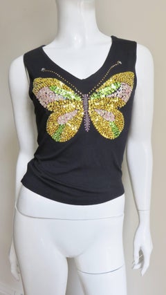 1980s Christian Lacroix Butterfly Beaded T-Shirt