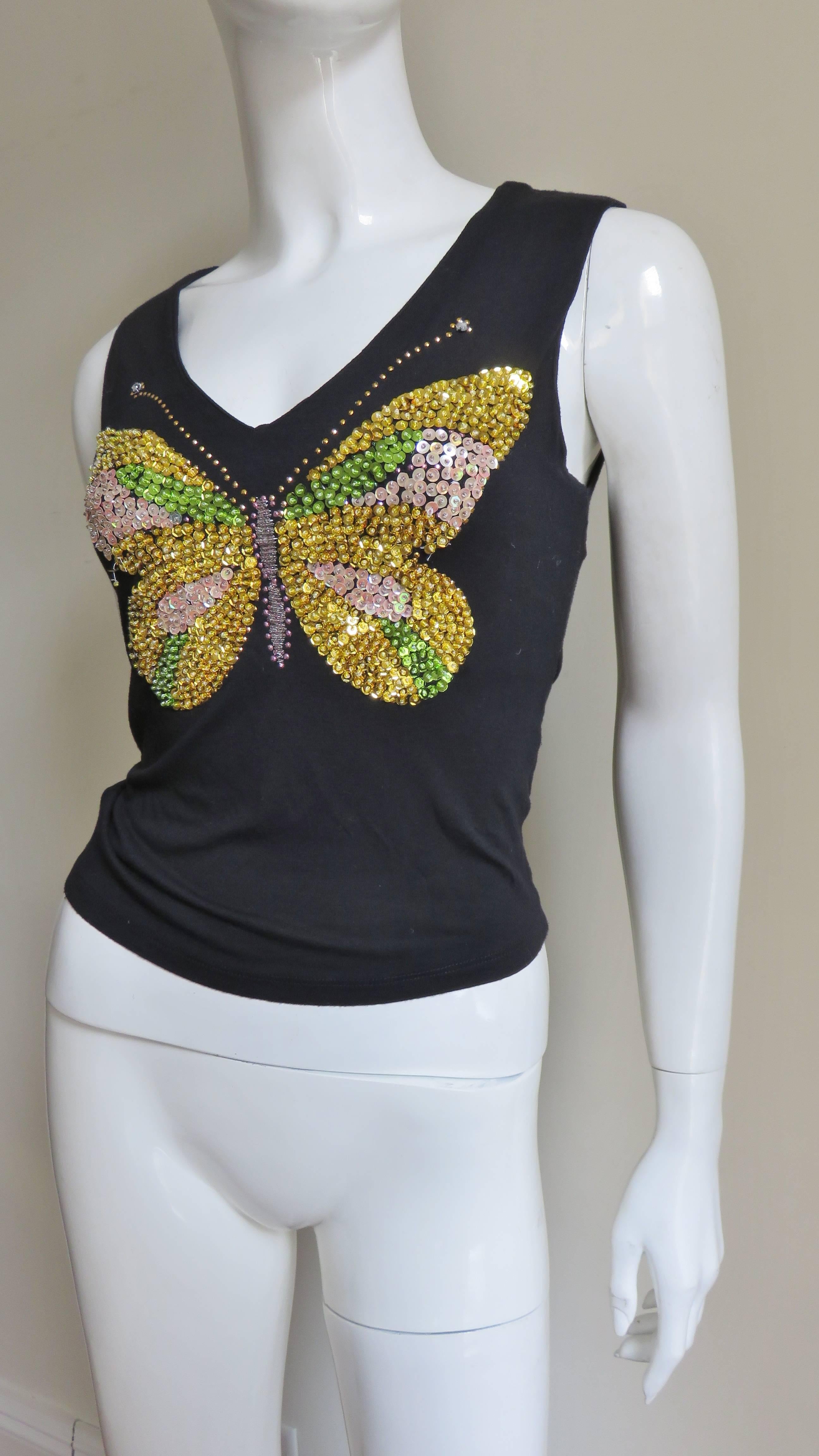 1980s Christian Lacroix Butterfly Beaded T-Shirt 2